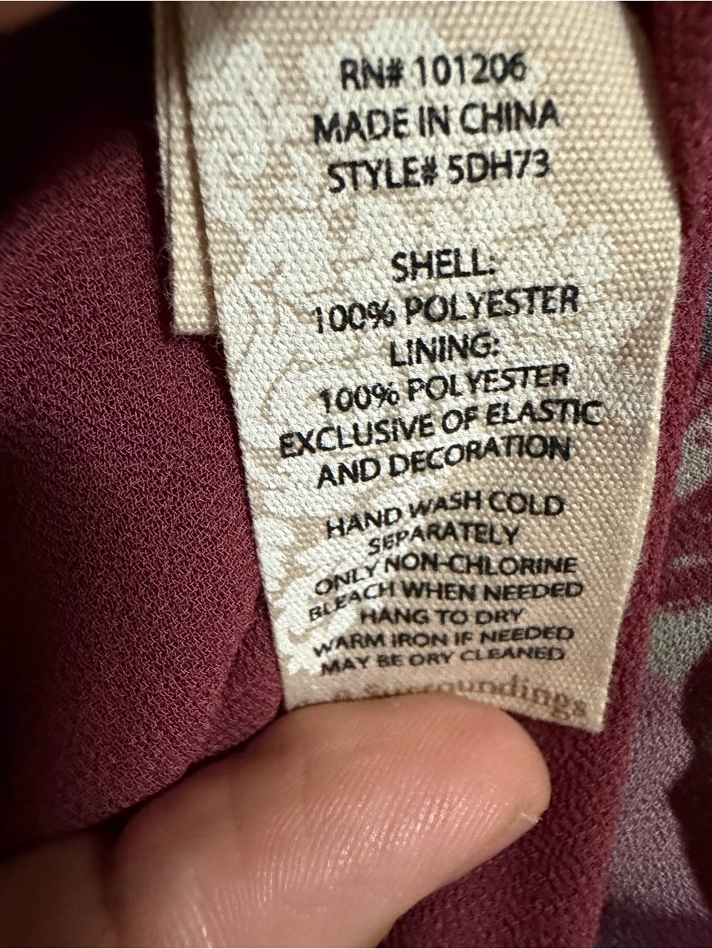 Soft Surroundings Floral Ruffle Maxi Dress Maroon Burgundy Plus Size 3X - Picture 12 of 12